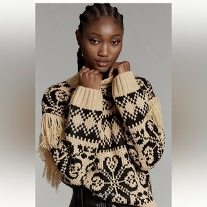 Anthropologie  knit sweater. Tan and black. Never worn before.